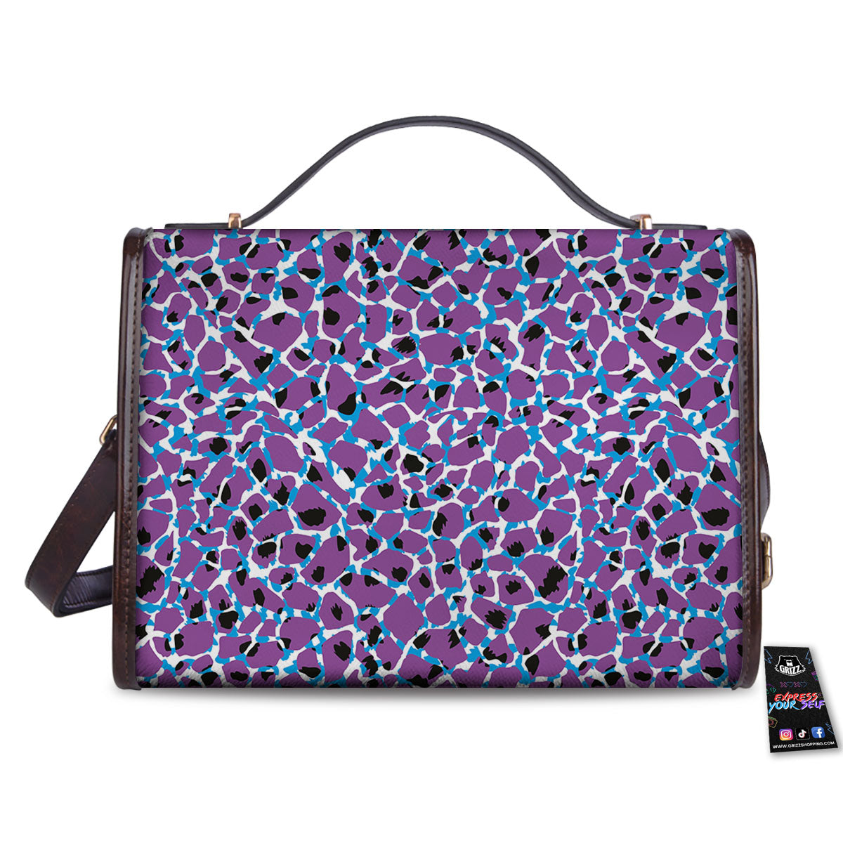 Giraffe Teal And Purple Print Pattern Women's Satchel Bag
