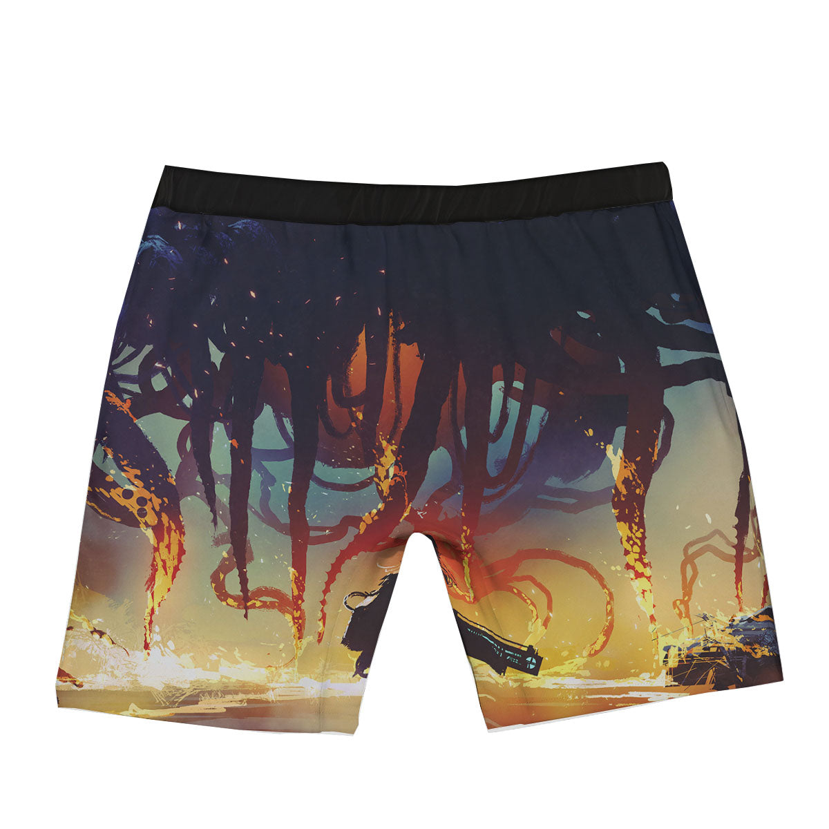 Girl Fight With Alien Octopus Monster Print Boxer Briefs-grizzshop
