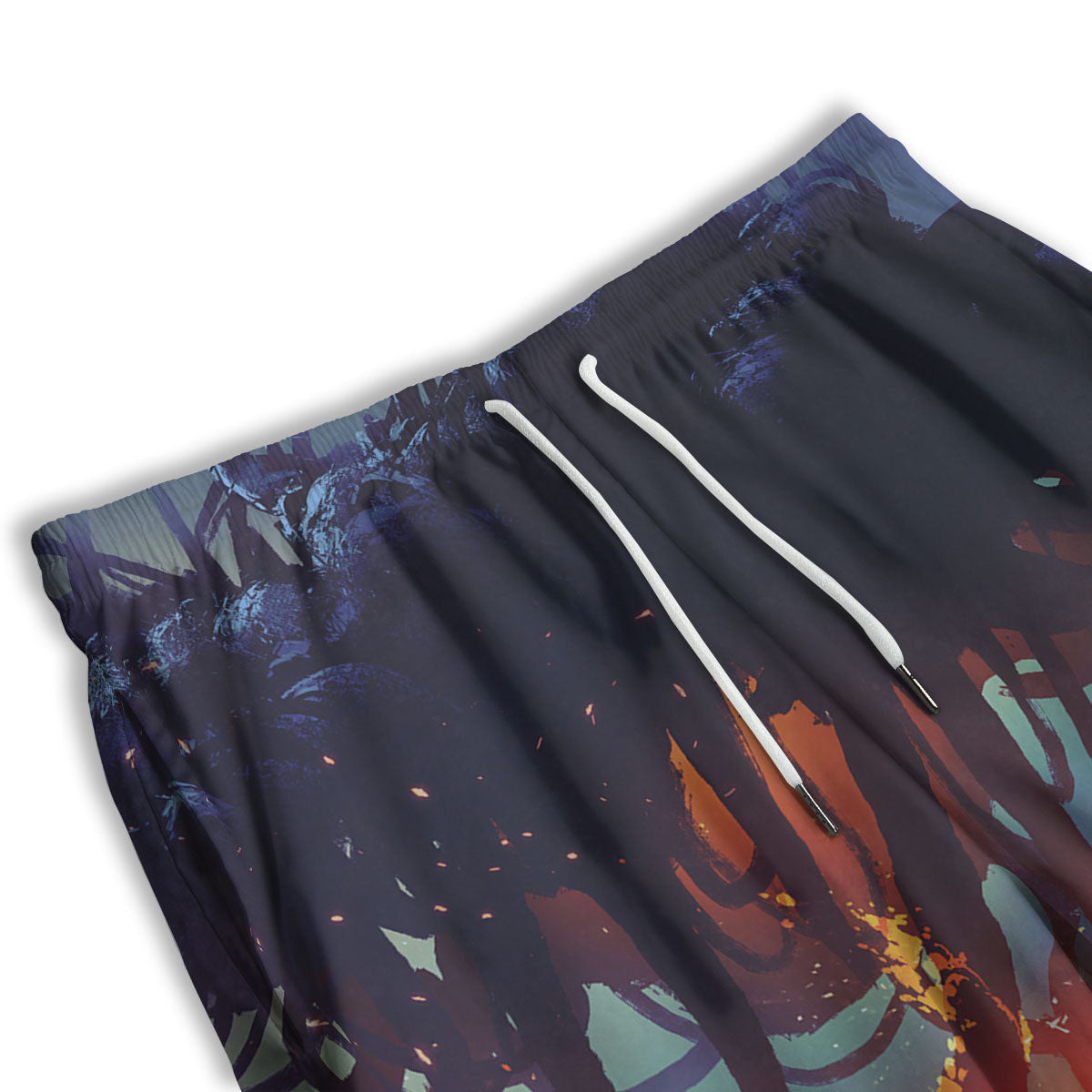 Girl Fight With Alien Octopus Monster Print Men's Athletic Shorts