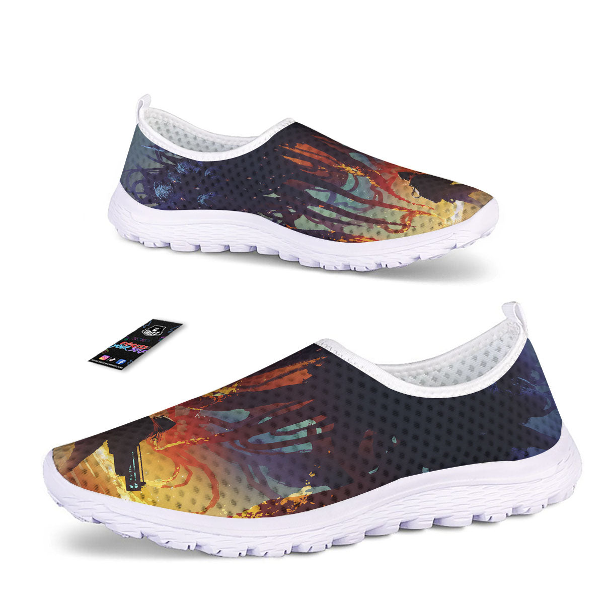 Girl Fight With Alien Octopus Monster Print Nurse Shoes-grizzshop