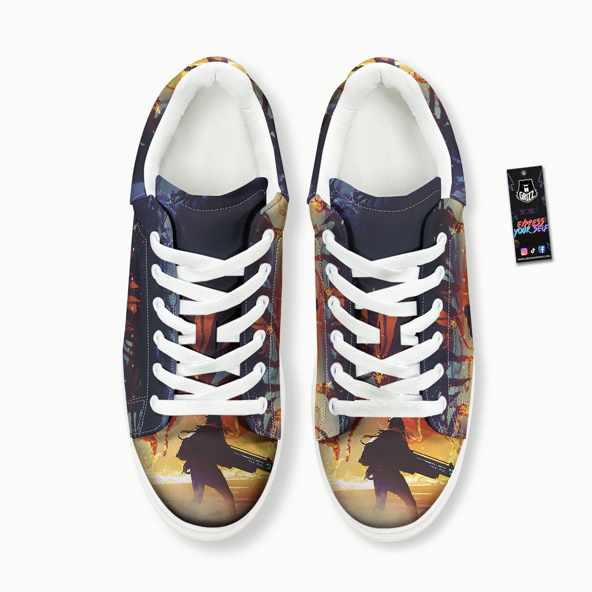 Girl Fight With Alien Octopus Monster Print Platform Shoes-grizzshop