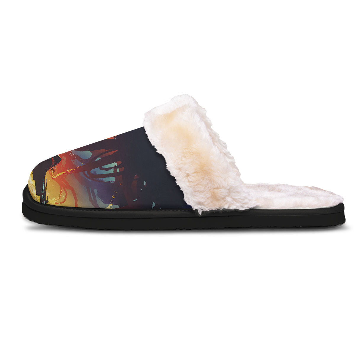 Girl Fight With Alien Octopus Monster Print Slippers-grizzshop