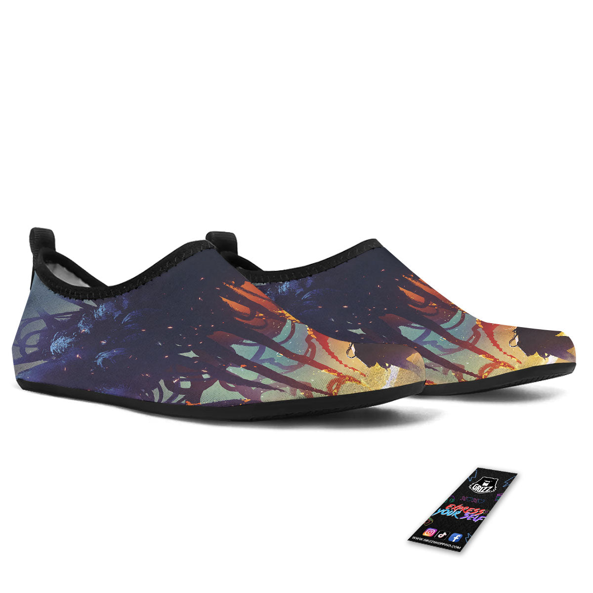 Girl Fight With Alien Octopus Monster Print Water Shoes-grizzshop