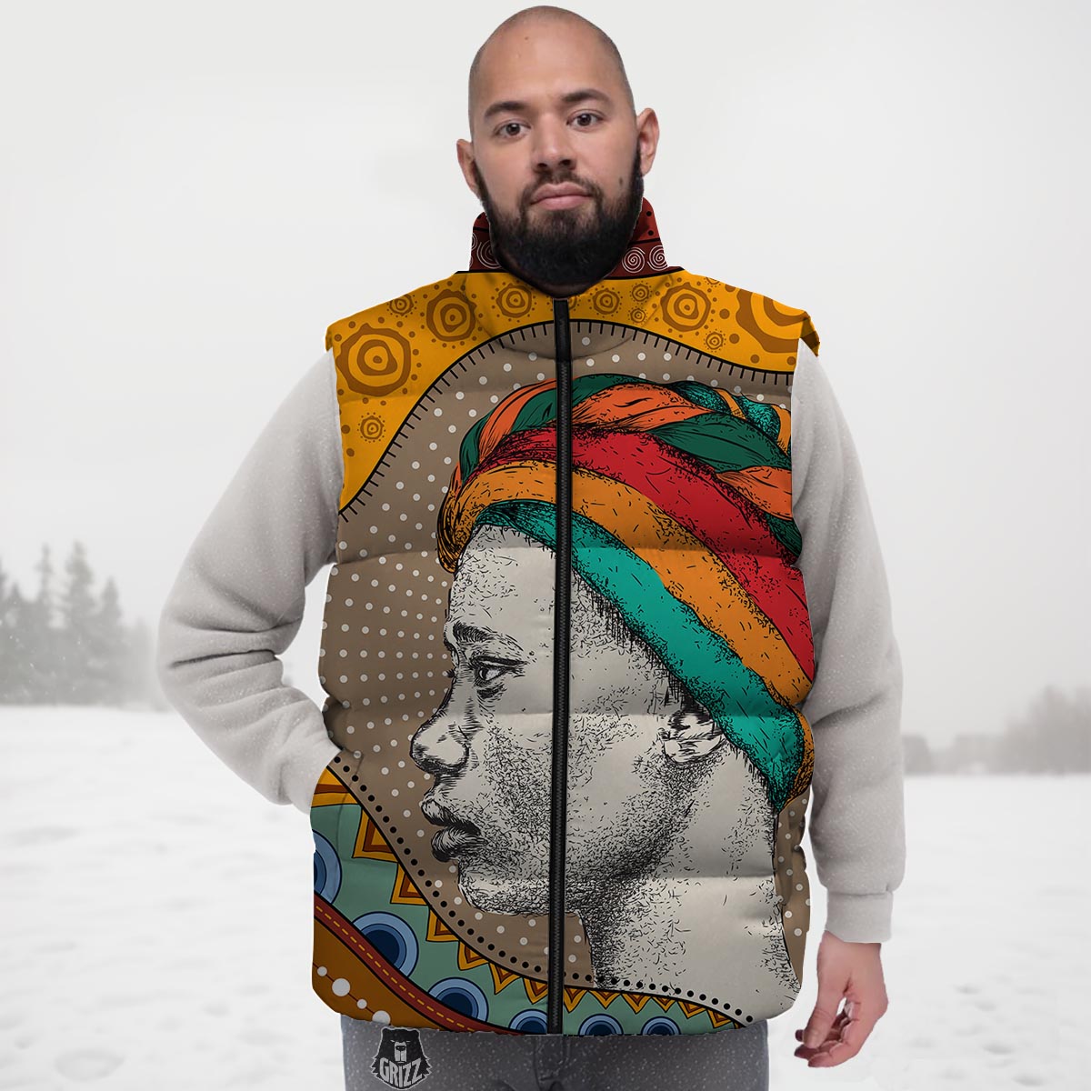 Girl Tribal African Print Down Vest