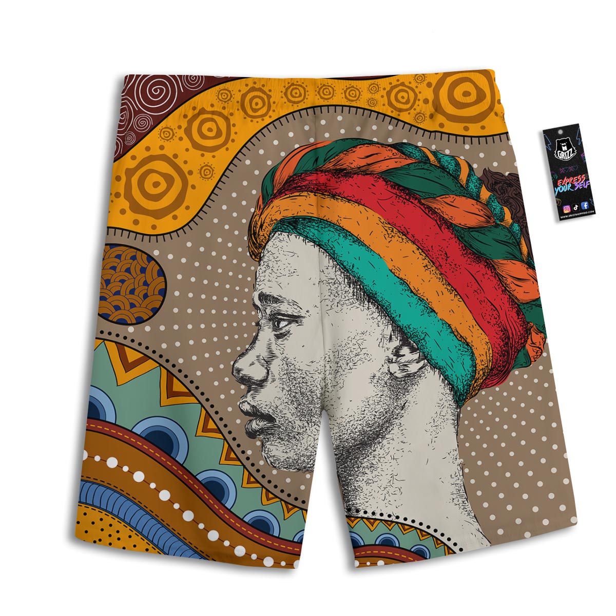 Girl Tribal African Print Men's Athletic Shorts