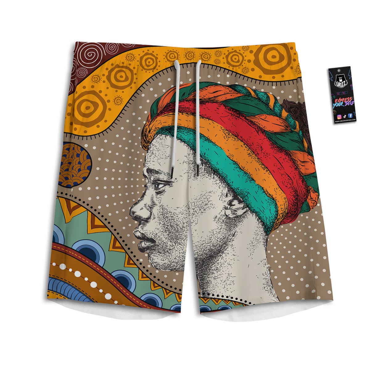 Girl Tribal African Print Men's Athletic Shorts
