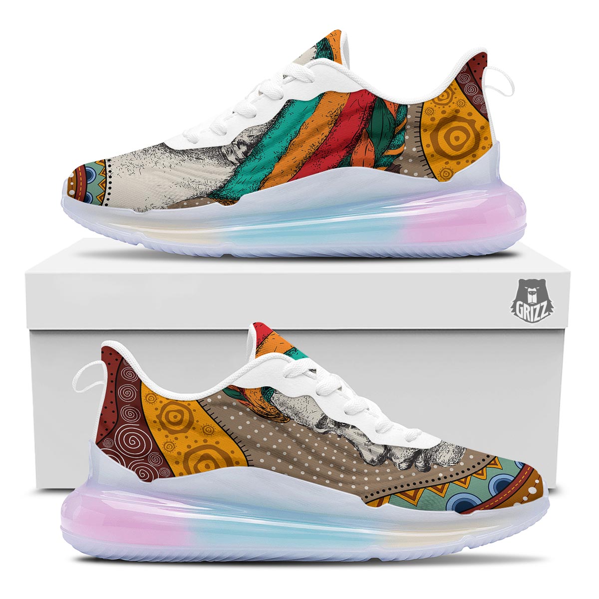 Girl Tribal African Print Running Sneakers-grizzshop