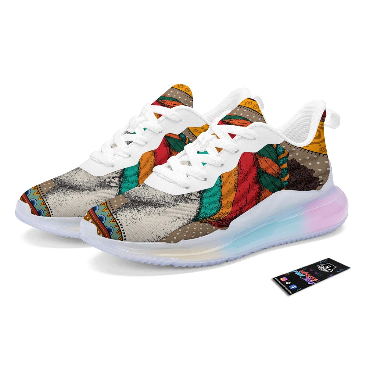 Girl Tribal African Print Running Sneakers-grizzshop