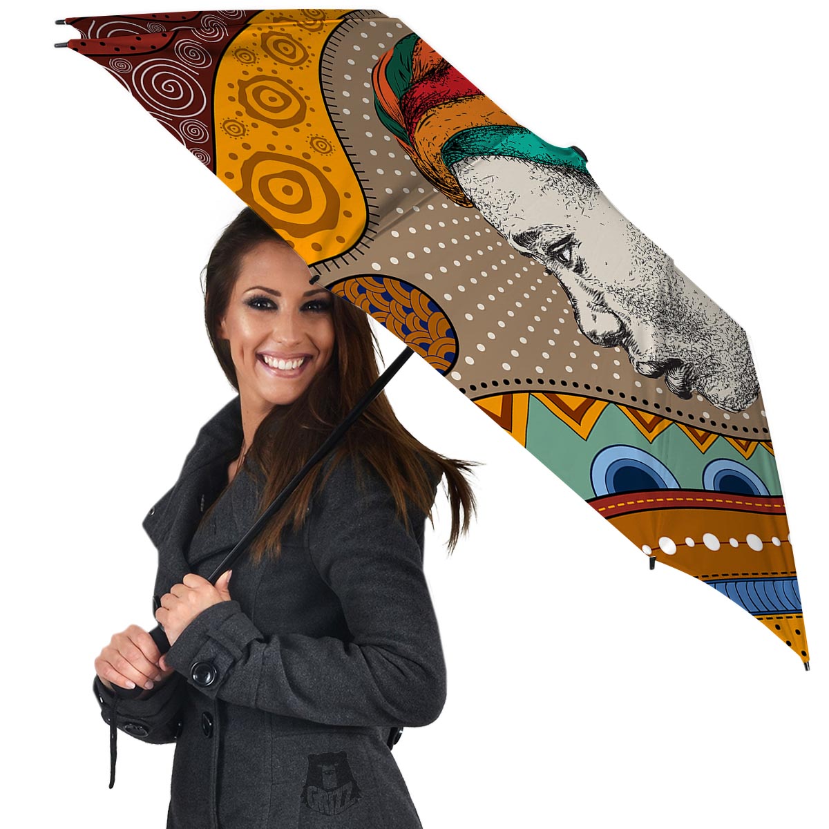 Girl Tribal African Print Umbrella-grizzshop