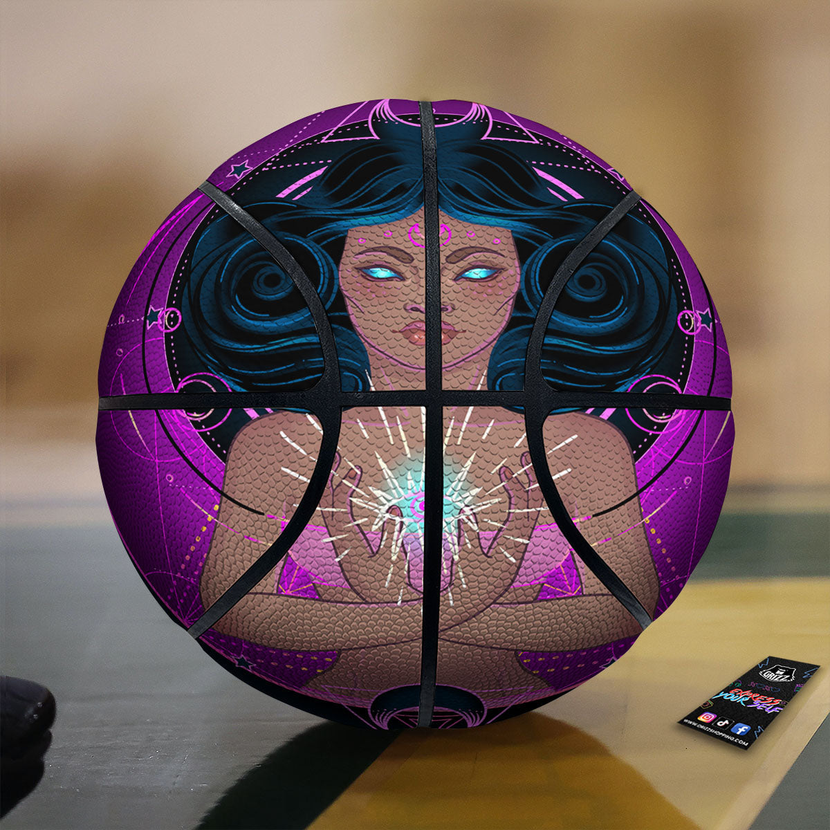Girl Wiccan And Magical Moon Print Basketball