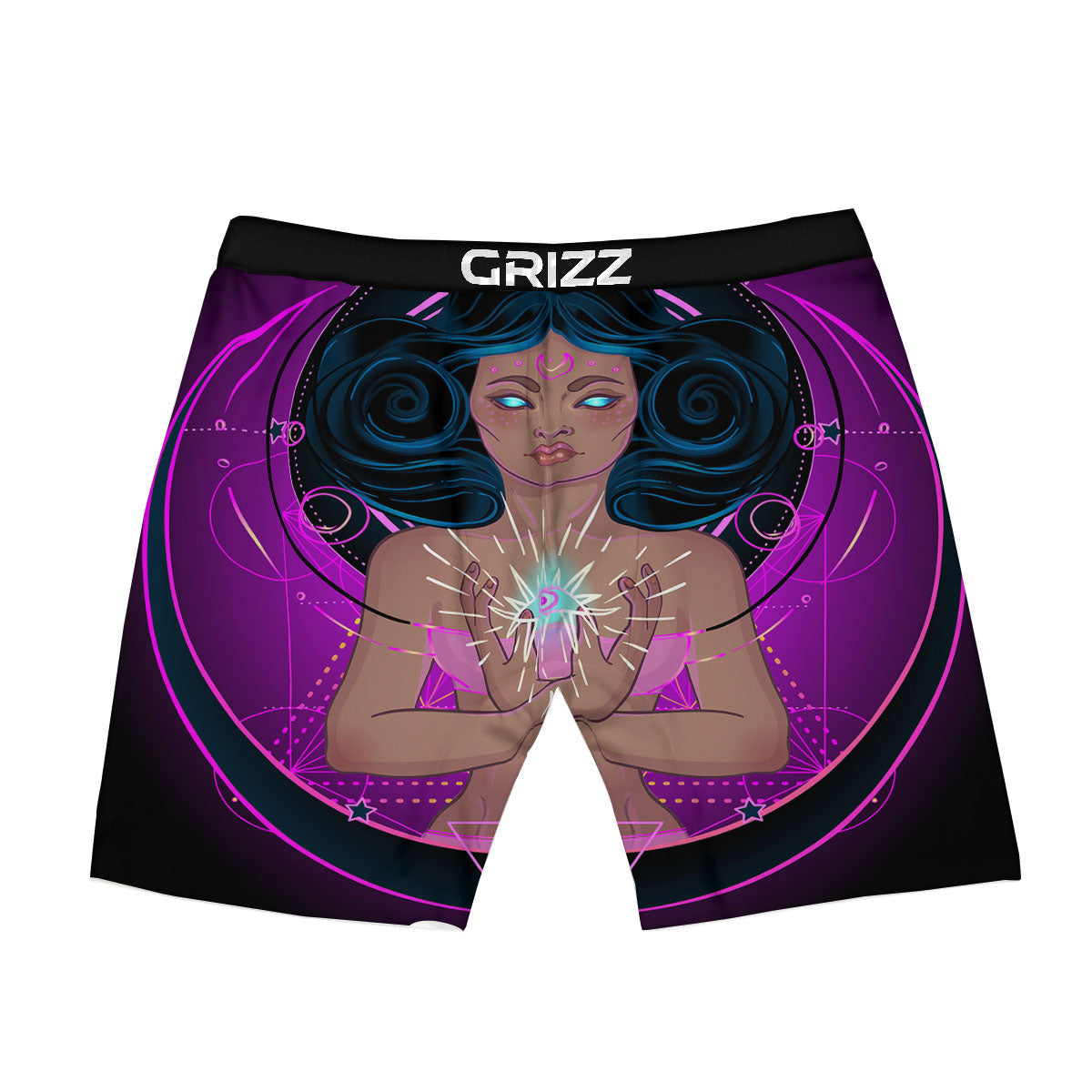 Girl Wiccan And Magical Moon Print Boxer Briefs-grizzshop