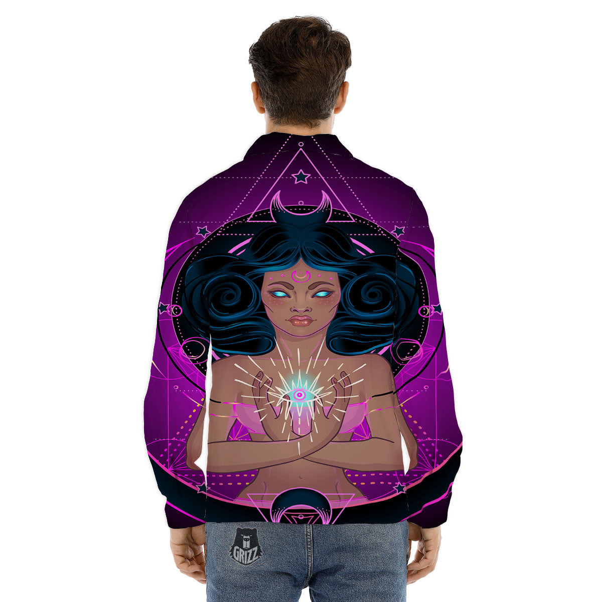Girl Wiccan And Magical Moon Print Men's Dress Shirts-grizzshop