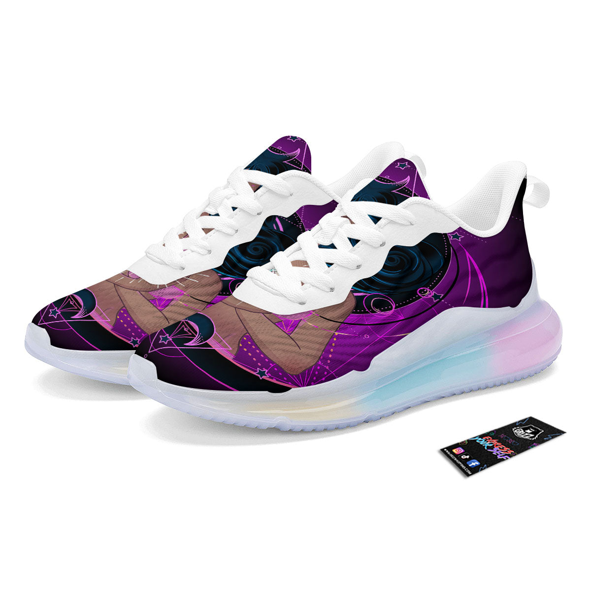 Girl Wiccan And Magical Moon Print Running Sneakers-grizzshop