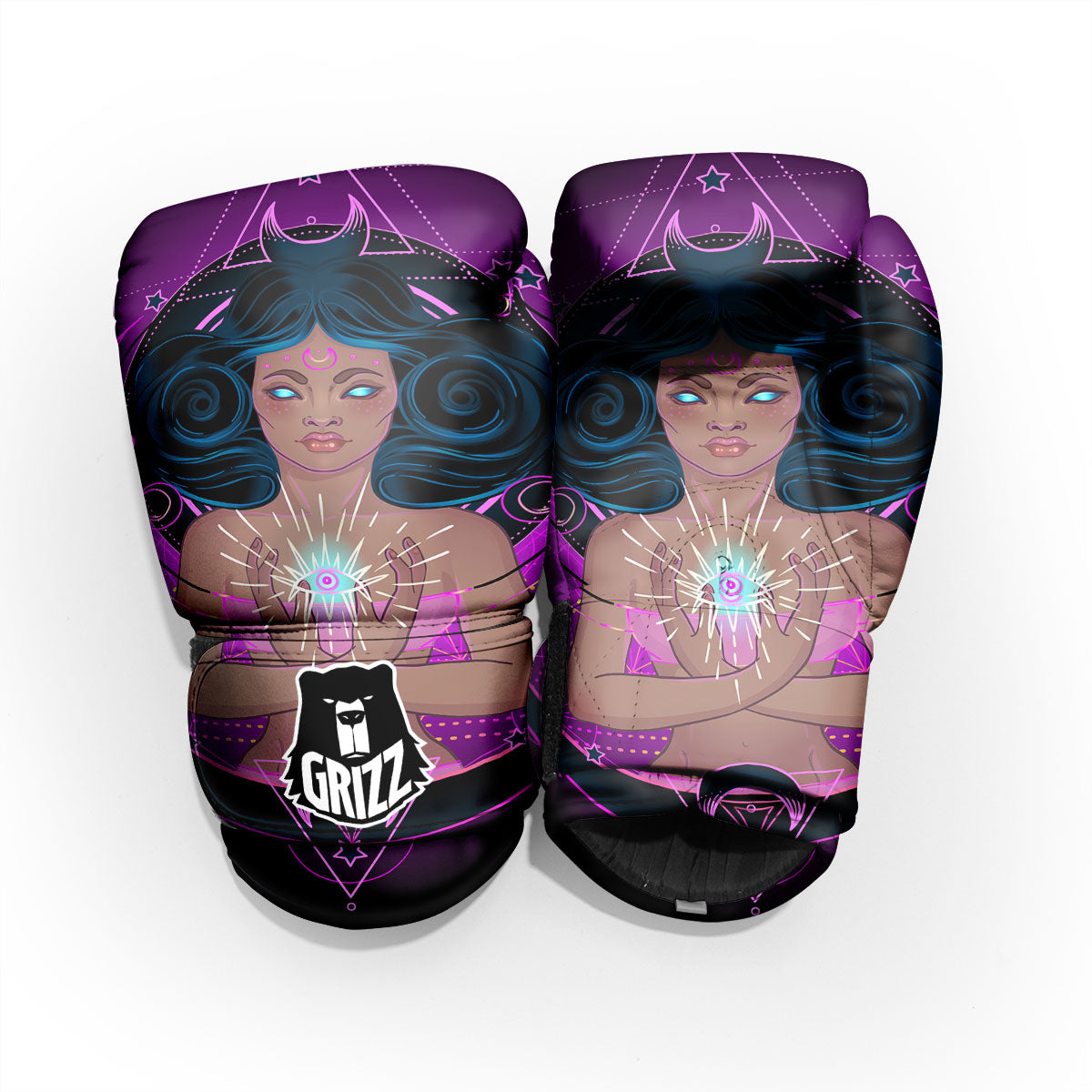 Girl Wiccan And Magical Moon Print Pro Boxing Glove