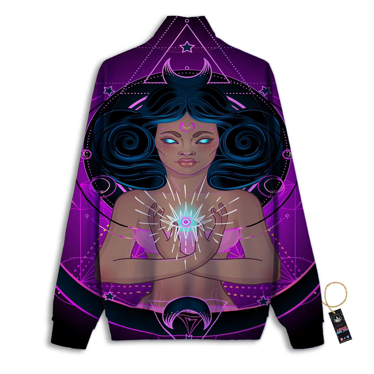 Girl Wiccan And Magical Moon Print Track Jacket-grizzshop
