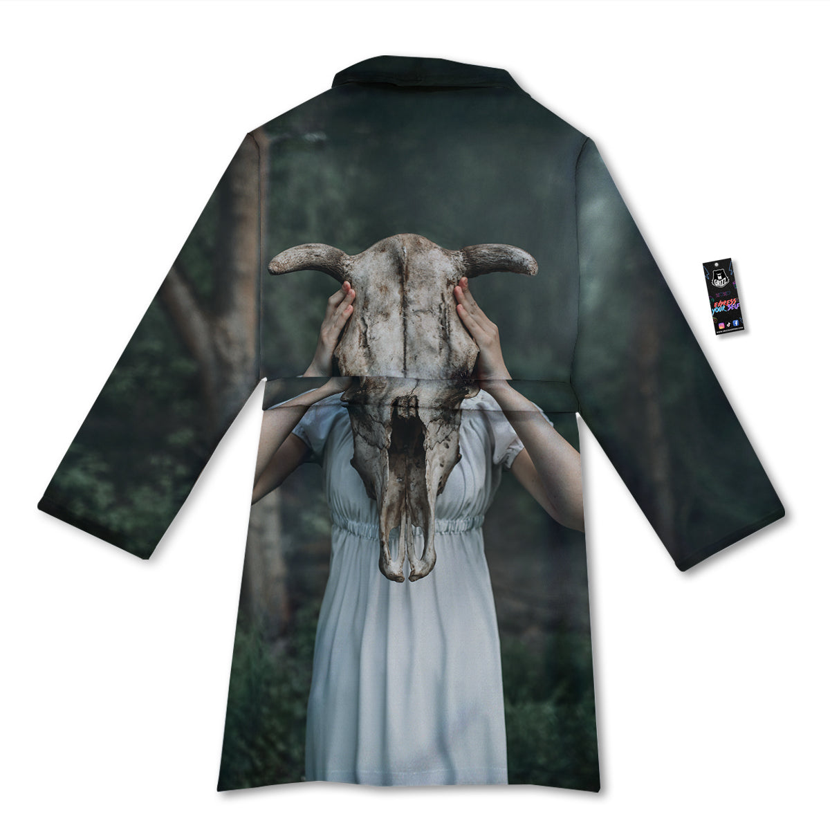 Girl With Animal Skull Print Bathrobe-grizzshop