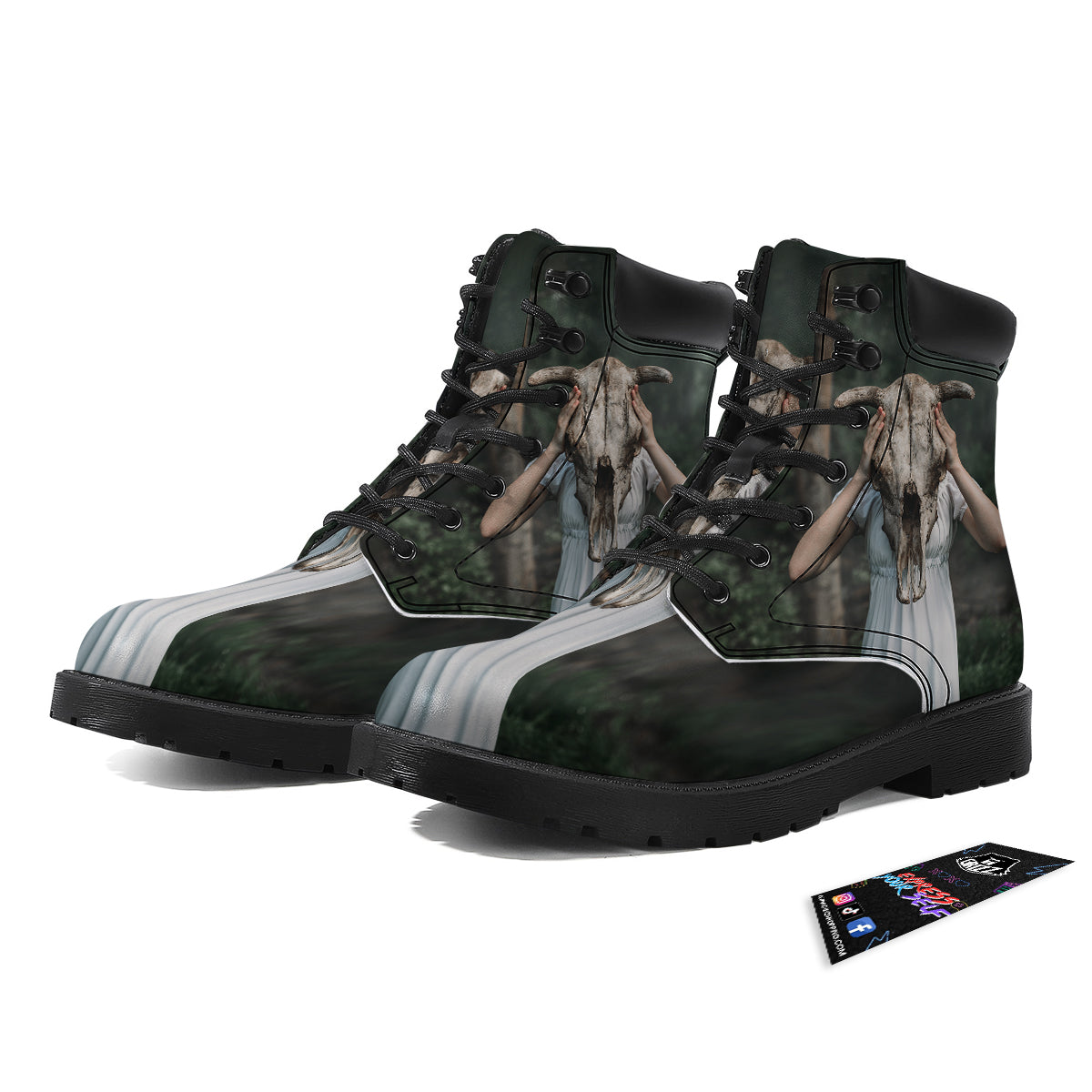 Girl With Animal Skull Print Boots-grizzshop