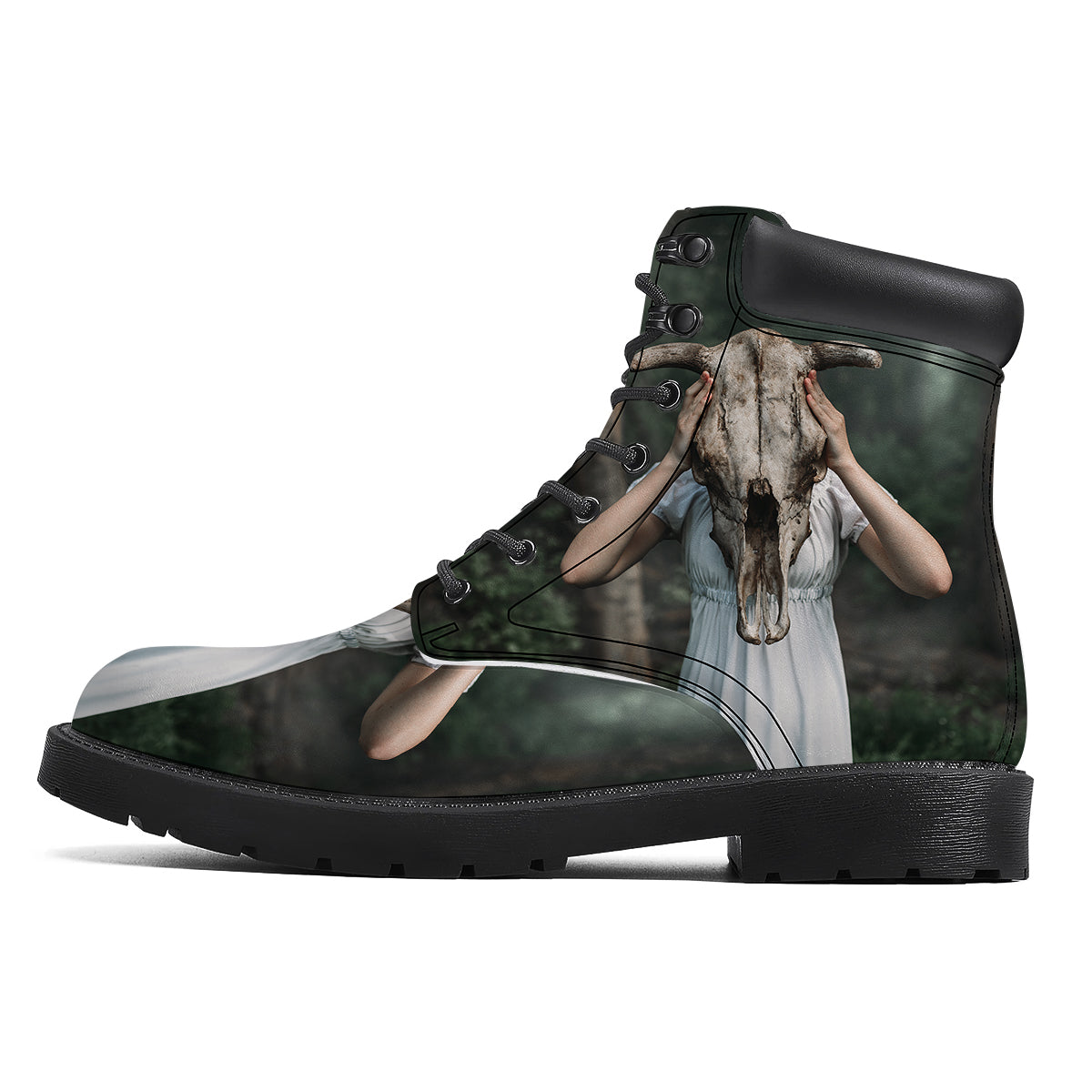 Girl With Animal Skull Print Boots-grizzshop