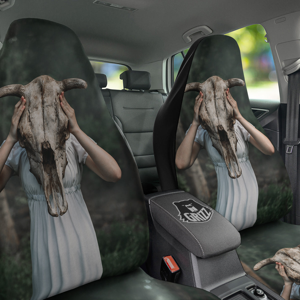 Girl With Animal Skull Print Car Seat Covers-grizzshop