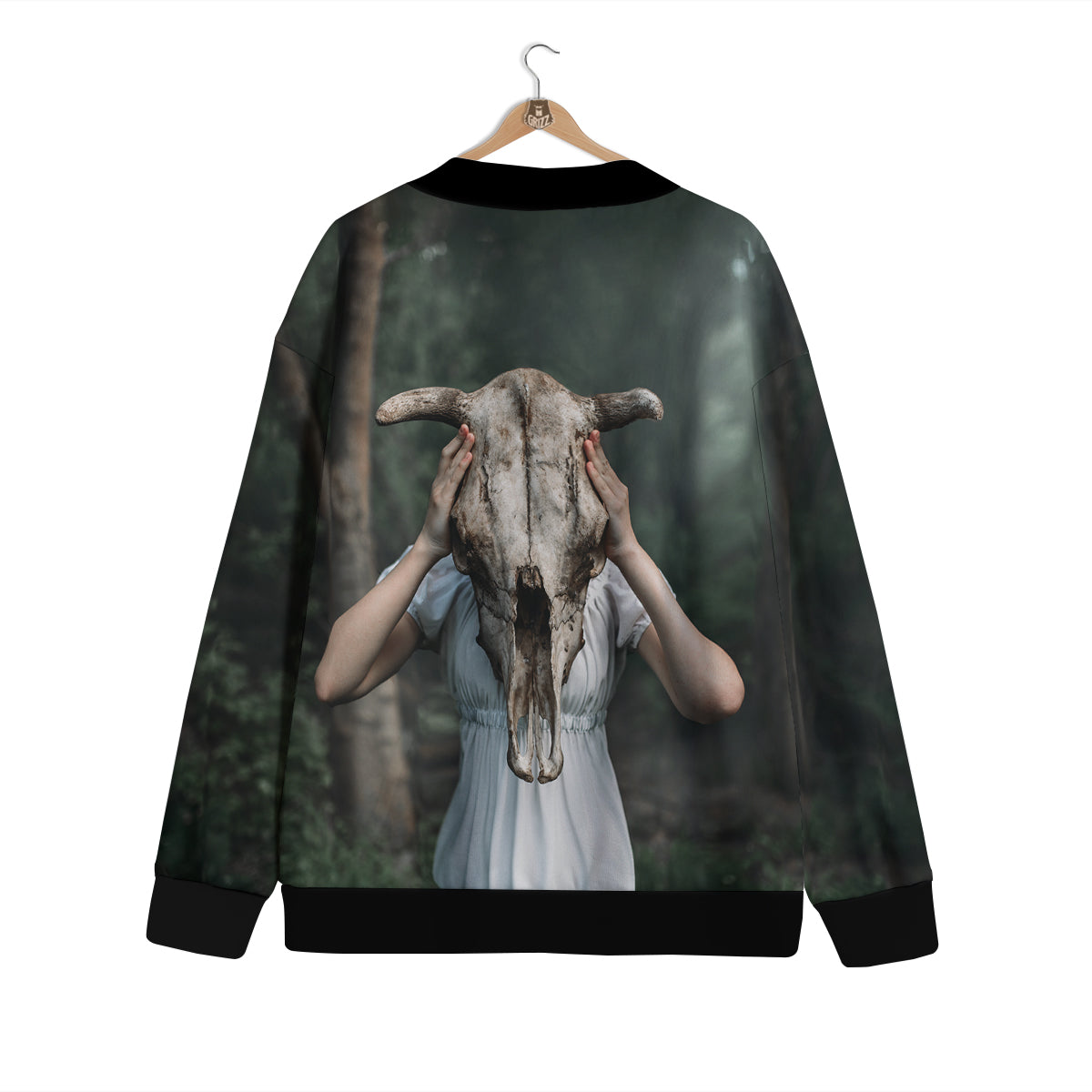 Girl With Animal Skull Print Cardigan-grizzshop