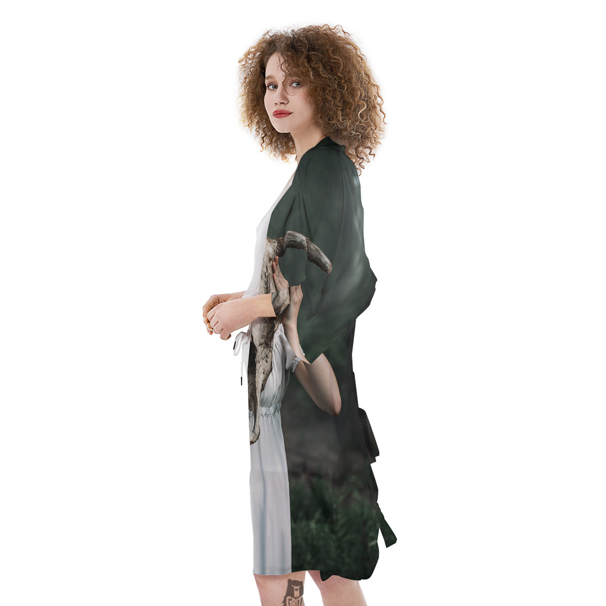 Girl With Animal Skull Print Kimono-grizzshop