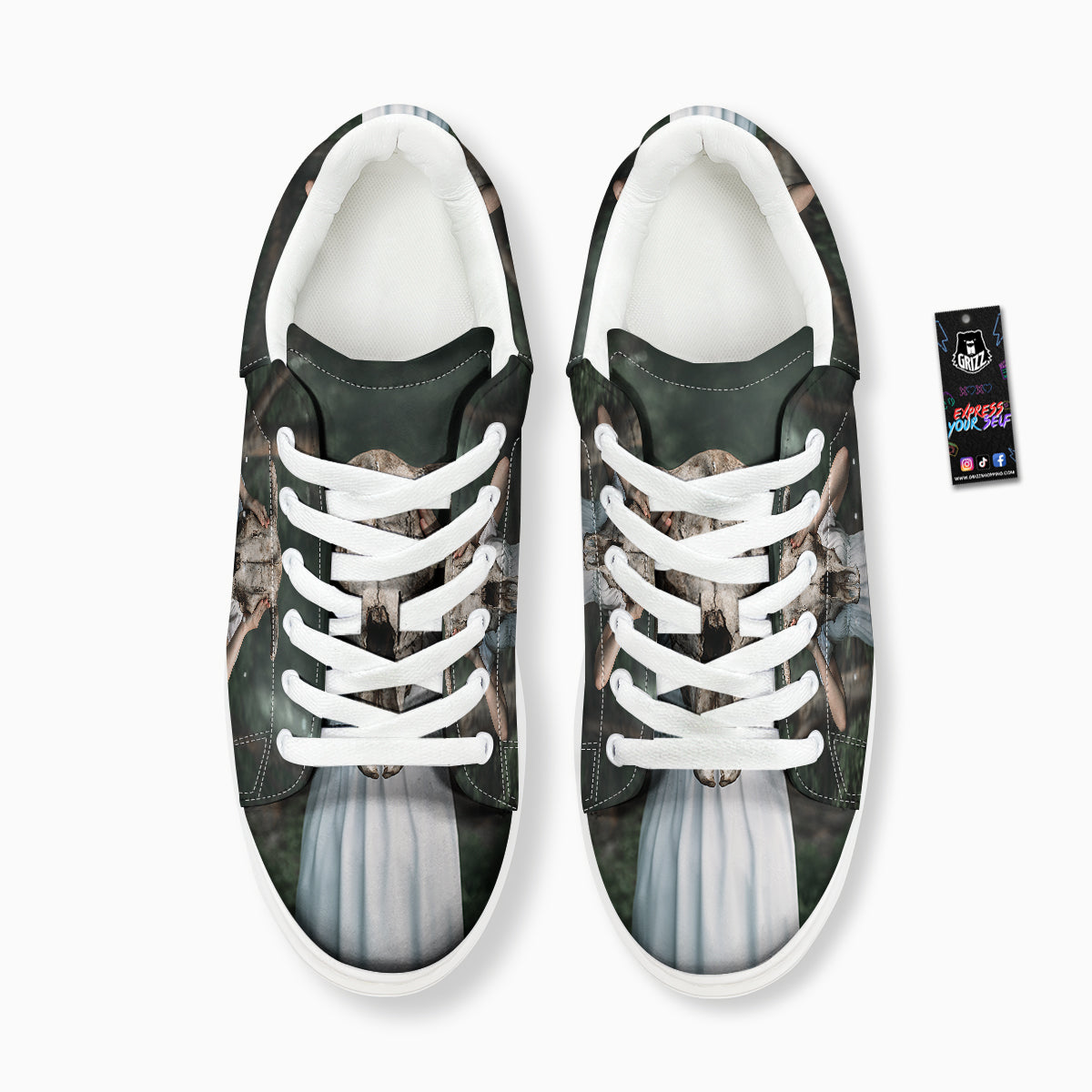 Girl With Animal Skull Print Platform Shoes-grizzshop
