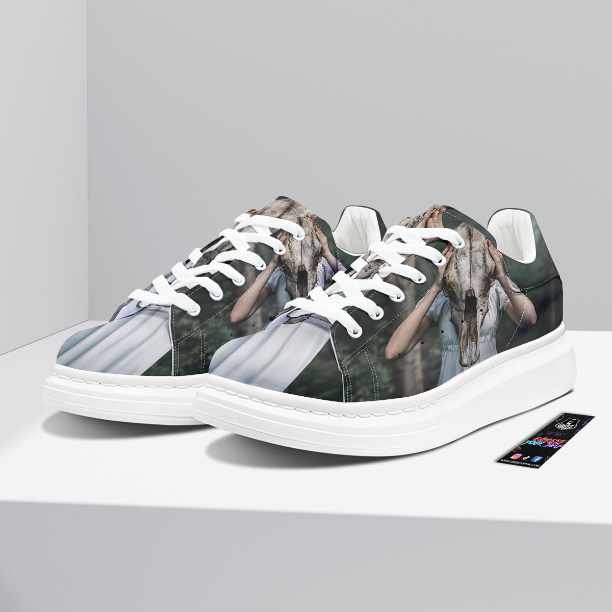Girl With Animal Skull Print Platform Shoes-grizzshop