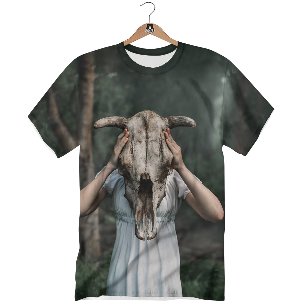 Girl With Animal Skull Print T-Shirt-grizzshop