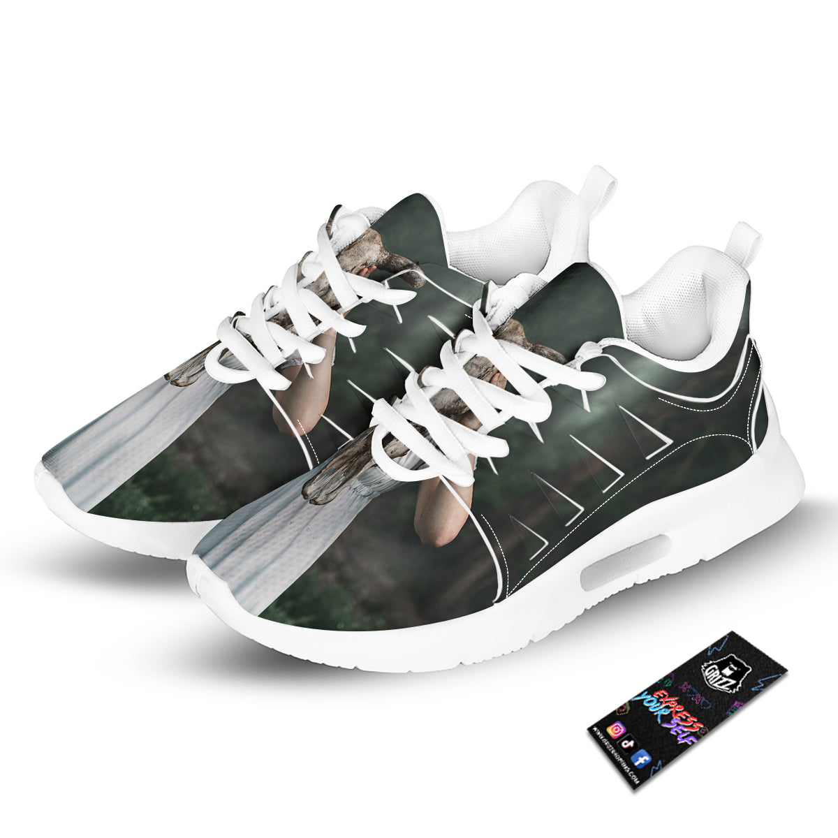Girl With Animal Skull Print Tennis Shoes-grizzshop