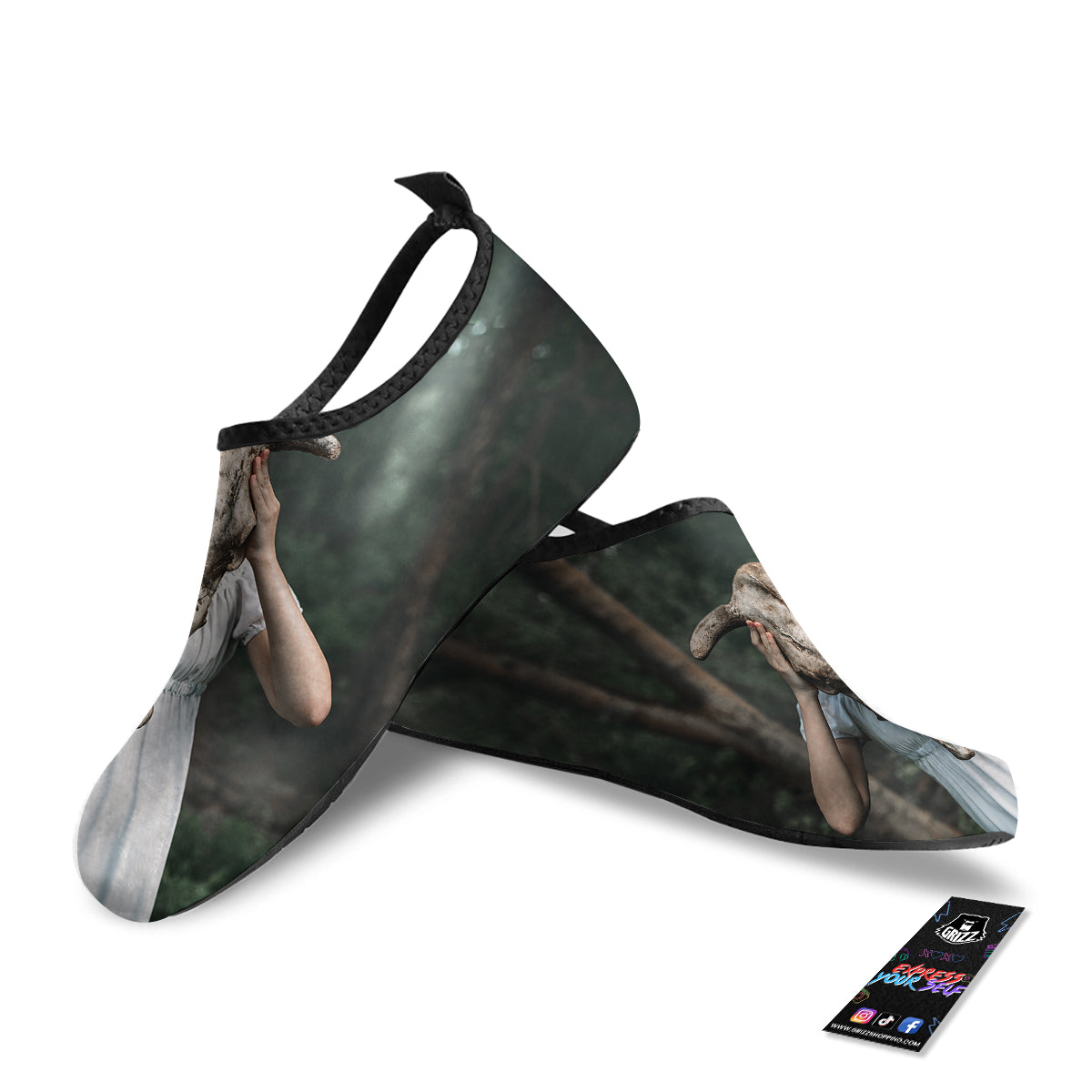 Girl With Animal Skull Print Water Shoes-grizzshop
