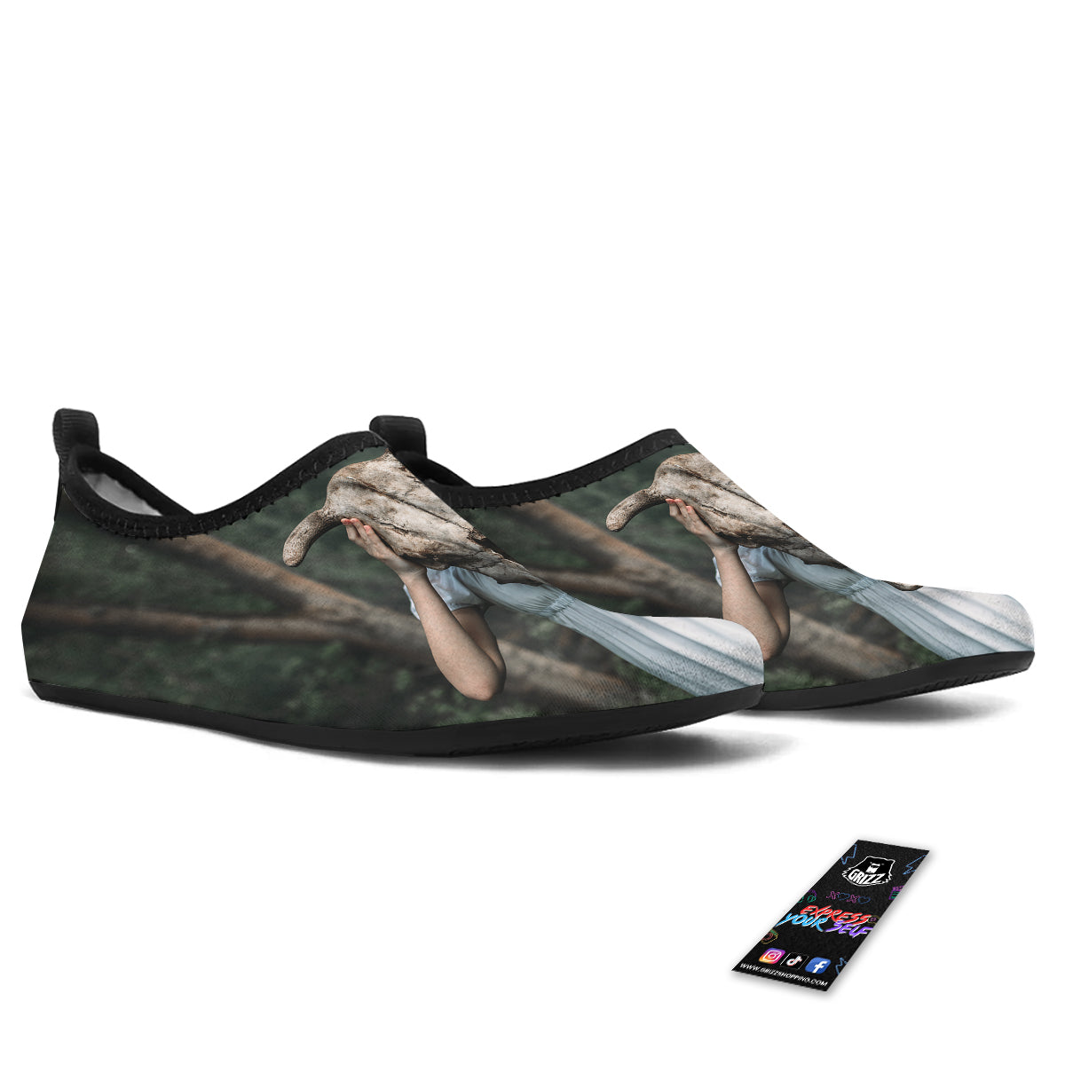 Girl With Animal Skull Print Water Shoes-grizzshop