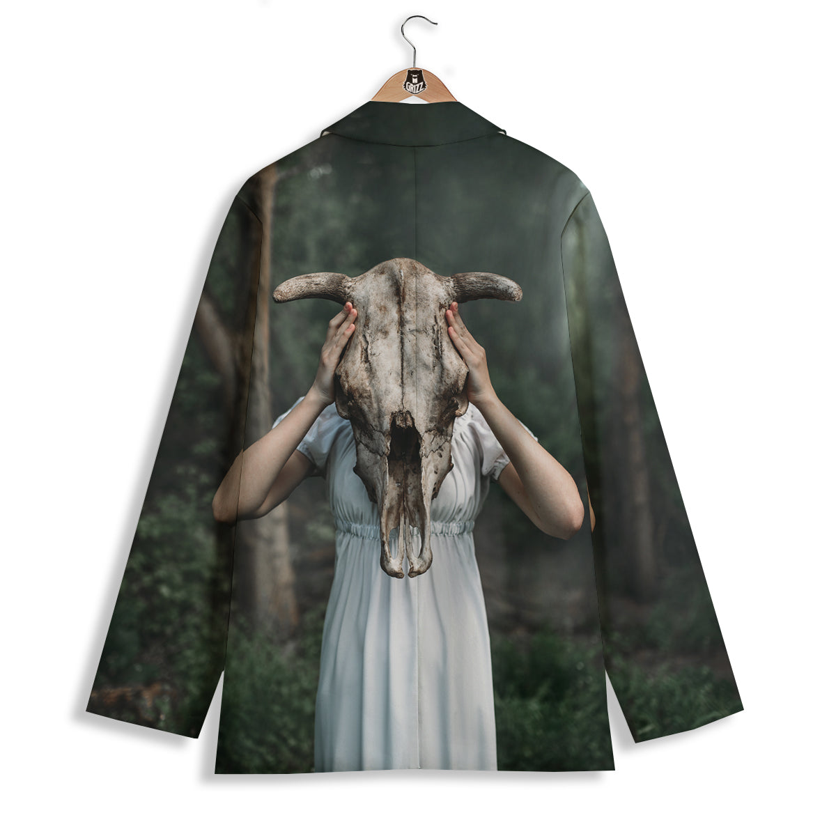 Girl With Animal Skull Print Women's Blazer-grizzshop
