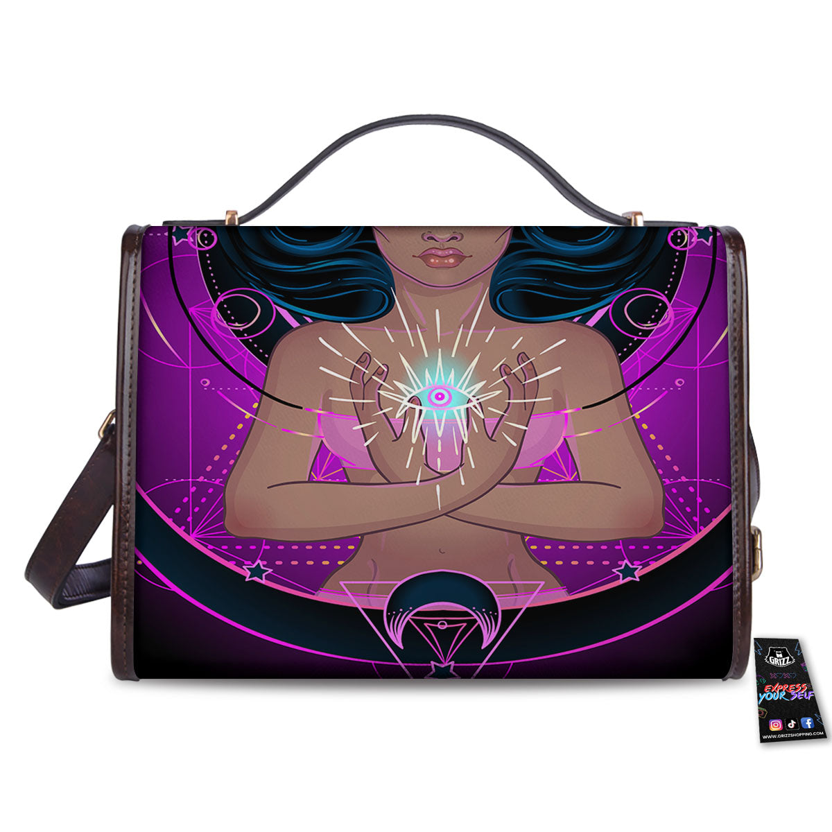 Girl Wiccan And Magical Moon Print Women's Satchel Bag