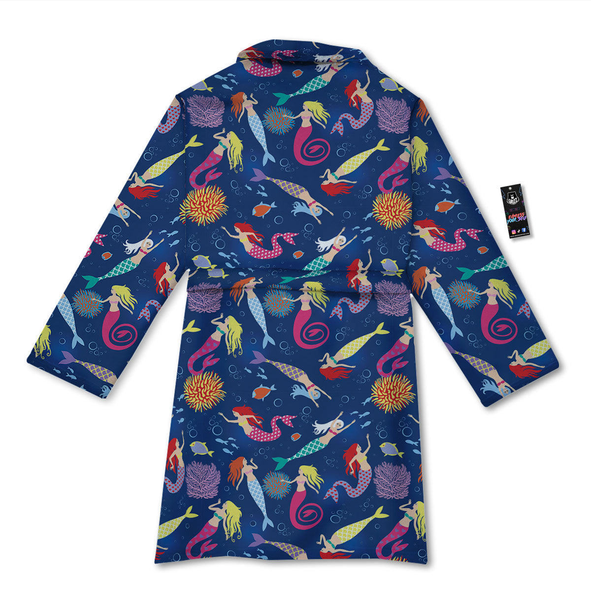 Girls Mermaid Print Pattern Bathrobe-grizzshop