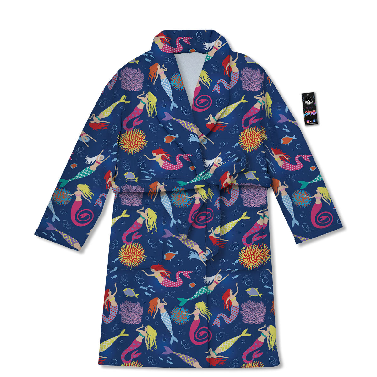 Girls Mermaid Print Pattern Bathrobe-grizzshop