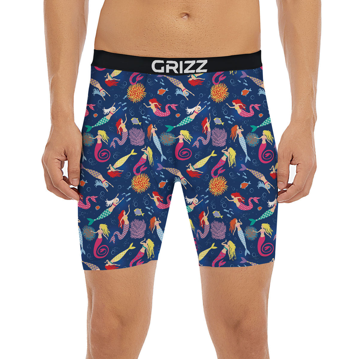 Girls Mermaid Print Pattern Boxer Briefs-grizzshop