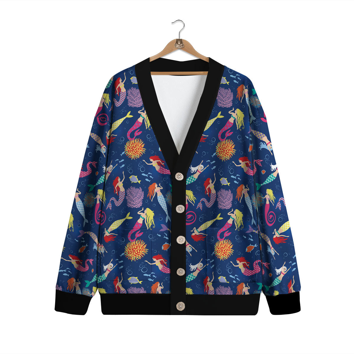 Girls Mermaid Print Pattern Cardigan-grizzshop