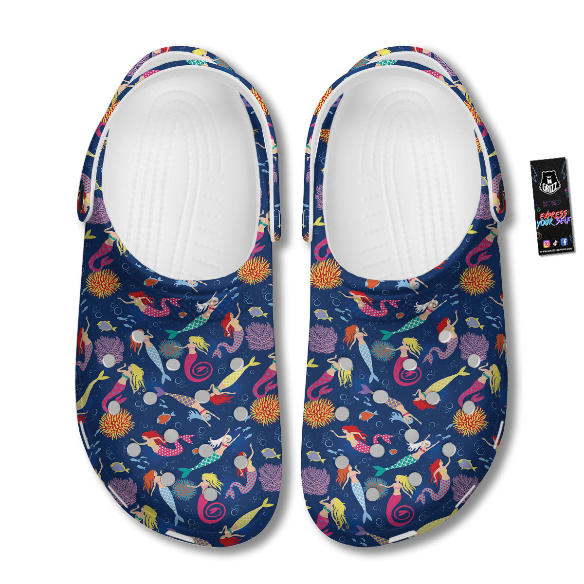 Girls Mermaid Print Pattern Clog-grizzshop