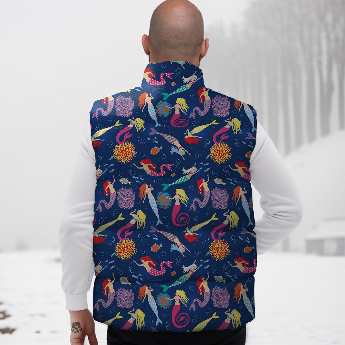 Girls Mermaid Print Pattern Down Vest