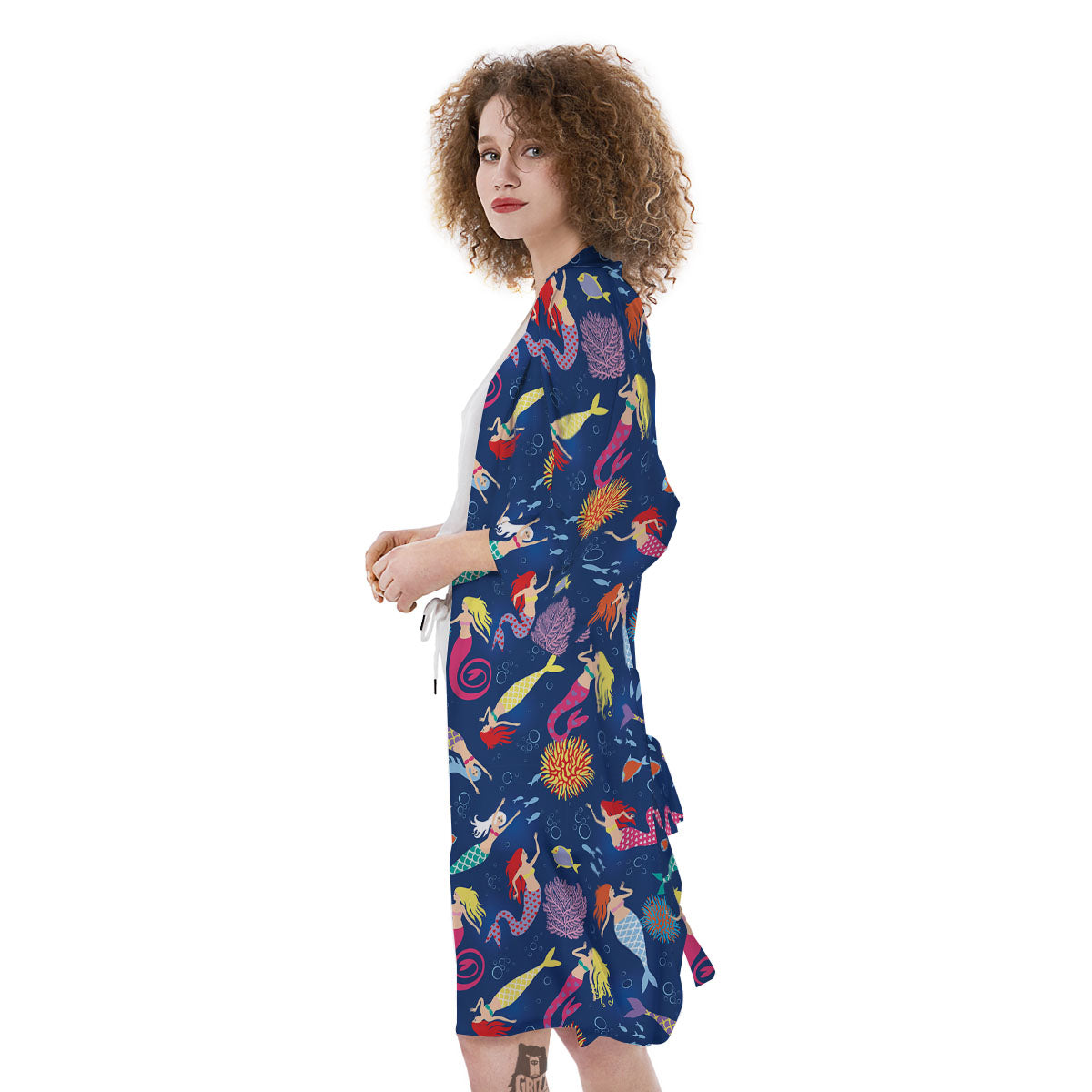 Girls Mermaid Print Pattern Kimono-grizzshop