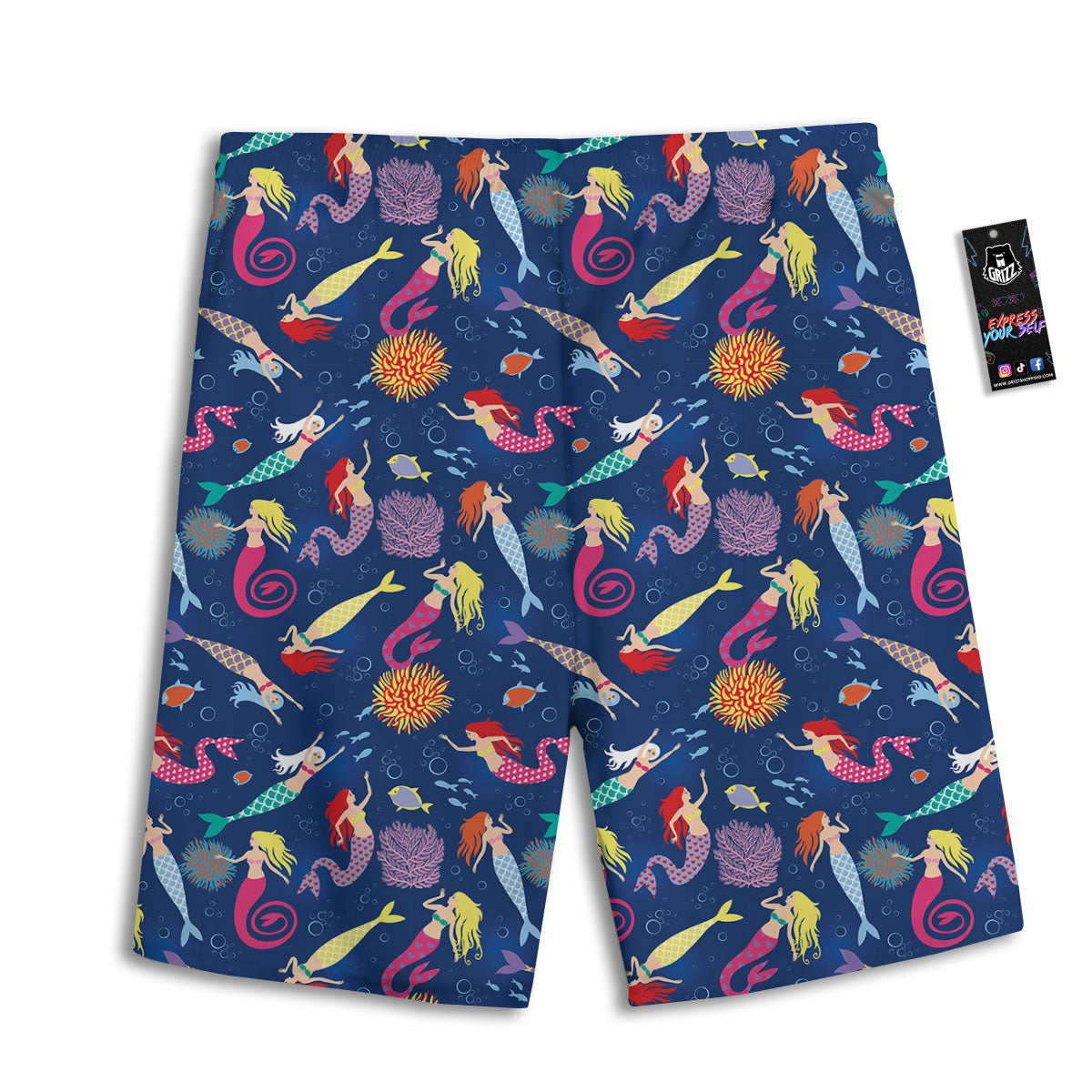 Girls Mermaid Print Pattern Men's Athletic Shorts