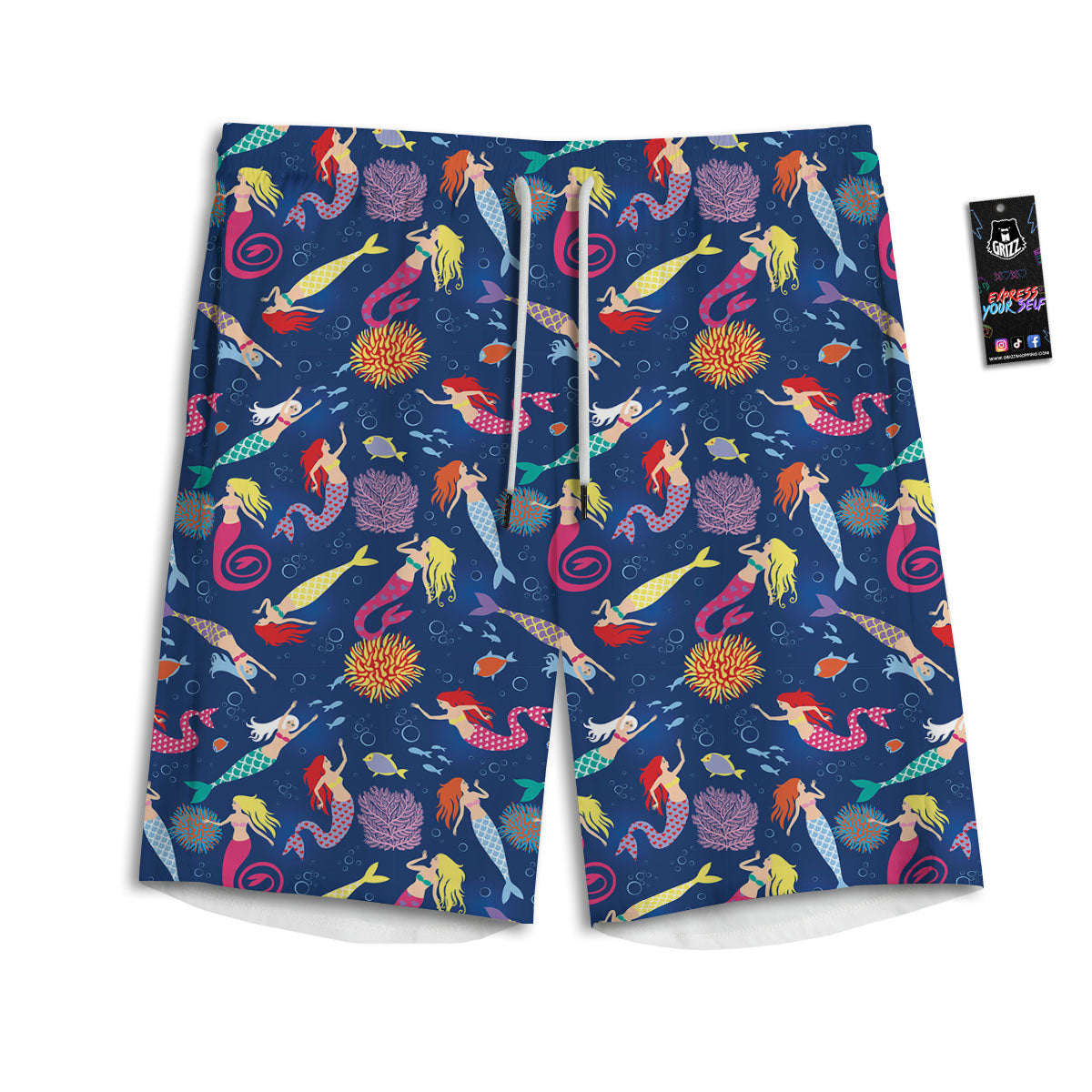 Girls Mermaid Print Pattern Men's Athletic Shorts