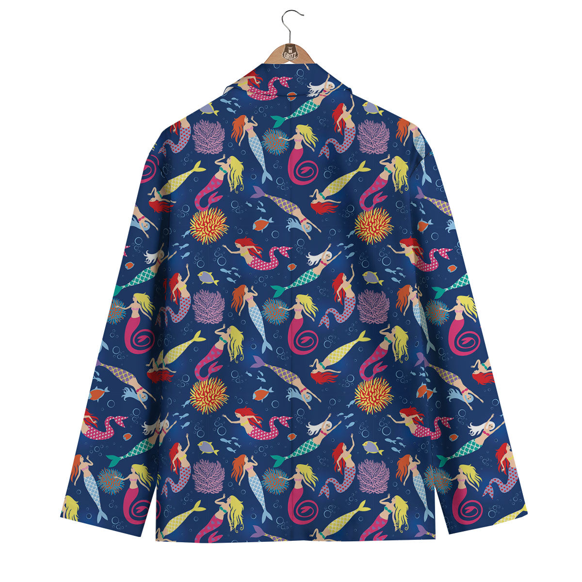 Girls Mermaid Print Pattern Men's Blazer-grizzshop