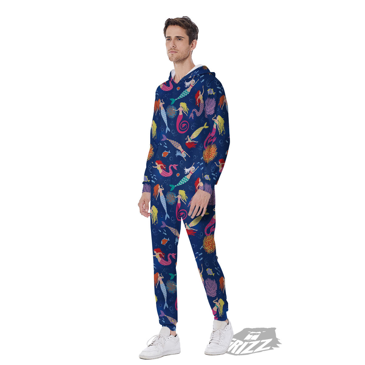 Girls Mermaid Print Pattern Men's Jumpsuit-grizzshop