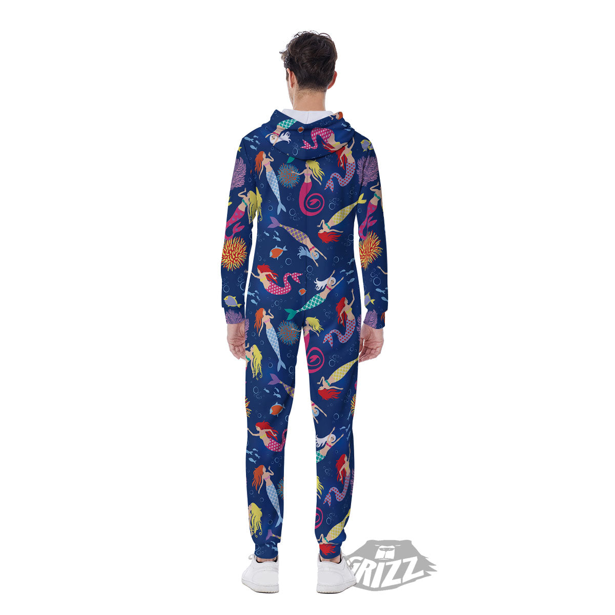 Girls Mermaid Print Pattern Men's Jumpsuit-grizzshop