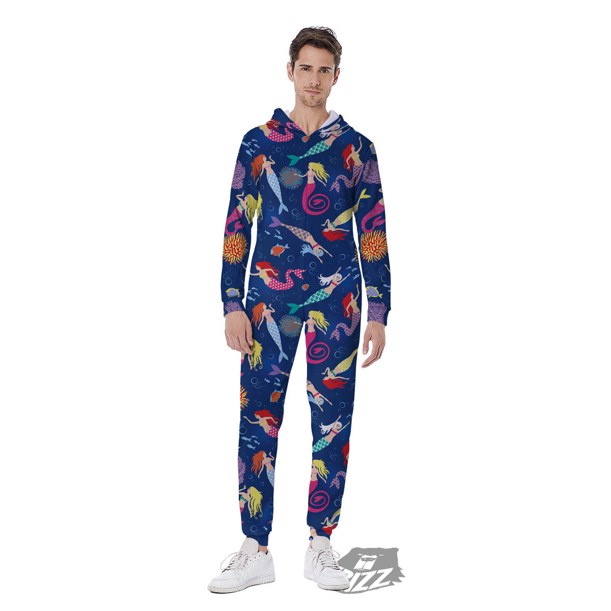 Girls Mermaid Print Pattern Men's Jumpsuit-grizzshop