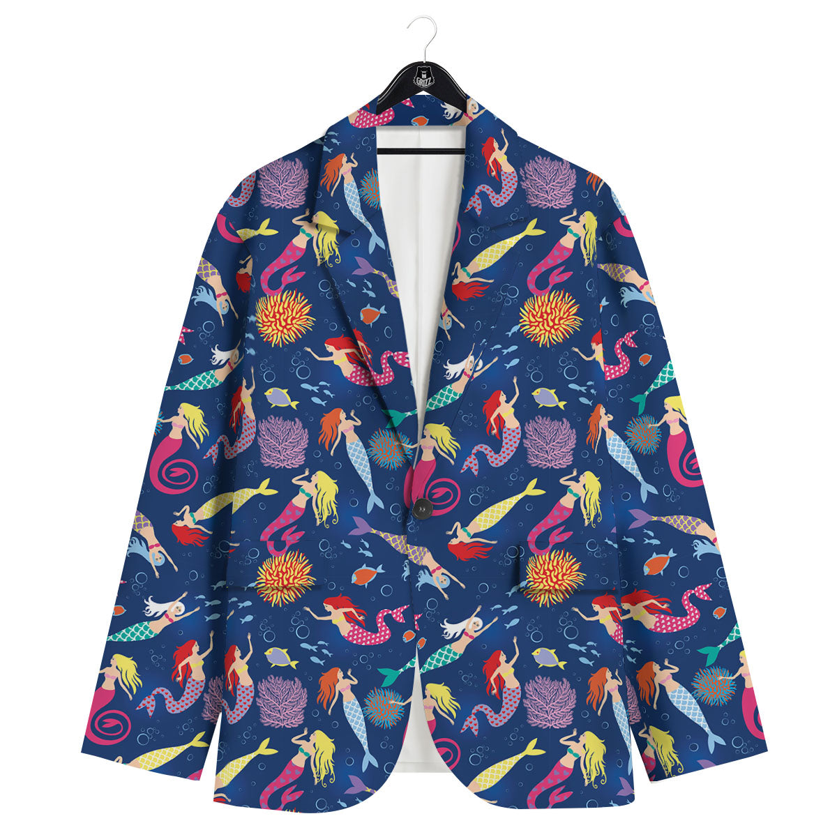 Girls Mermaid Print Pattern Men's Sport Coat-grizzshop