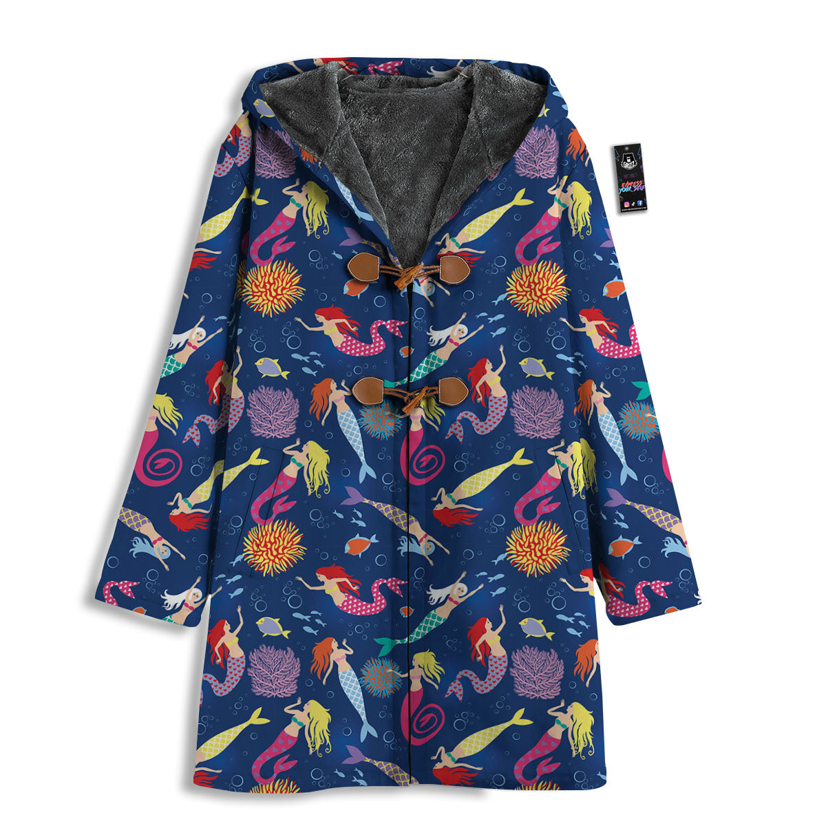 Girls Mermaid Print Pattern Men's Windbreaker Jacket-grizzshop
