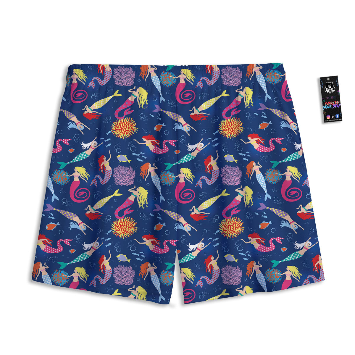 Girls Mermaid Print Pattern Mesh Shorts
