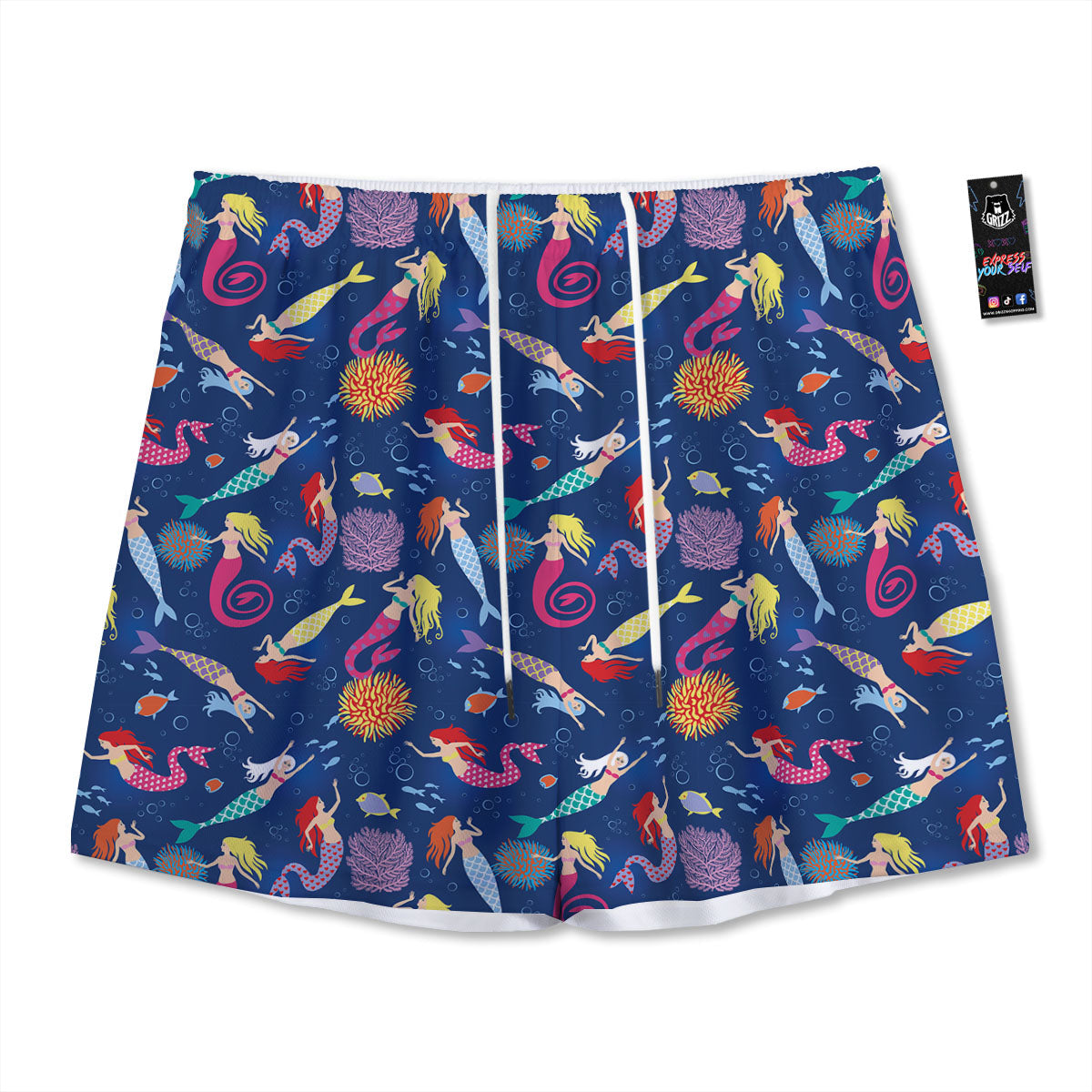 Girls Mermaid Print Pattern Mesh Shorts